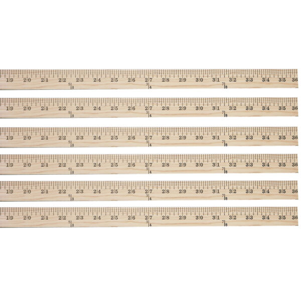 Wood Yardstick, 36", Pack of 6