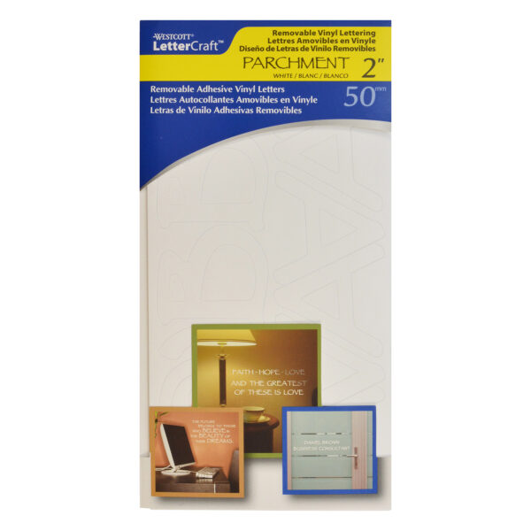 LetterCraft Removable Vinyl Lettering, 2-Inch, Parchment, White, 98 Per Pack, 2 Packs