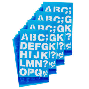 LetterCraft Reusable Plastic Stencils, Full Alphabet & Numbers, Helvetica Bold Font, 3-4-Inch, 6 Per Pack, 4 Packs