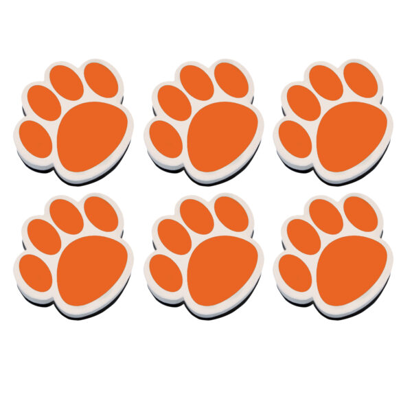 Magnetic Whiteboard Eraser, Orange Paw, Pack of 6