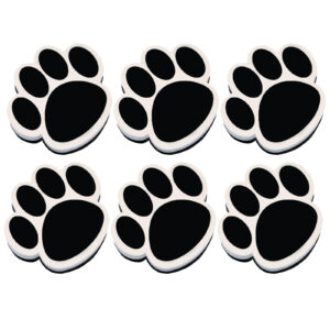 Magnetic Whiteboard Eraser, Black Paw, Pack of 6