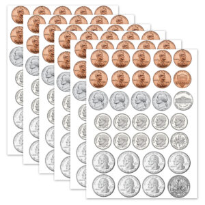 Math Die-Cut Magnets, U.S. Coins, 33 Per Pack, 6 Packs