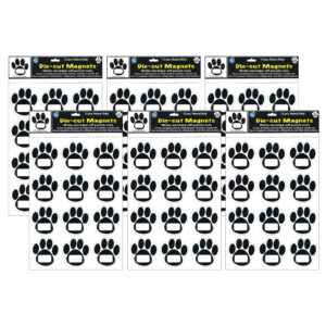 Die-Cut Magnetic Black Paw Prints, 12 Per Pack, 6 Packs