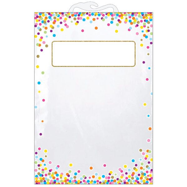 Hanging Confetti Pattern Storage-Book Bag, 11" x 16", 5 Per Pack, 2 Packs