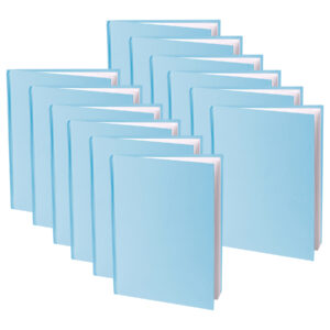 Blue Hardcover Blank Book, White Pages, 8"H x 6"W Portrait, 14 Sheets-28 Pages, Pack of 12