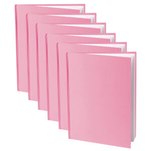 Pink Hardcover Blank Book, White Pages, 11"H x 8-1-2"W Portrait, 14 Sheets-28 Pages, Pack of 6