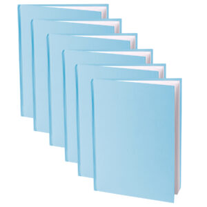 Blue Hardcover Blank Book, White Pages, 11"H x 8-1-2"W Portrait, 14 Sheets-28 Pages, Pack of 6