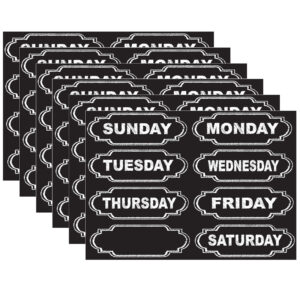 Die-Cut Chalkboard Days of the Week Magnets, 8 Per Pack, 6 Packs