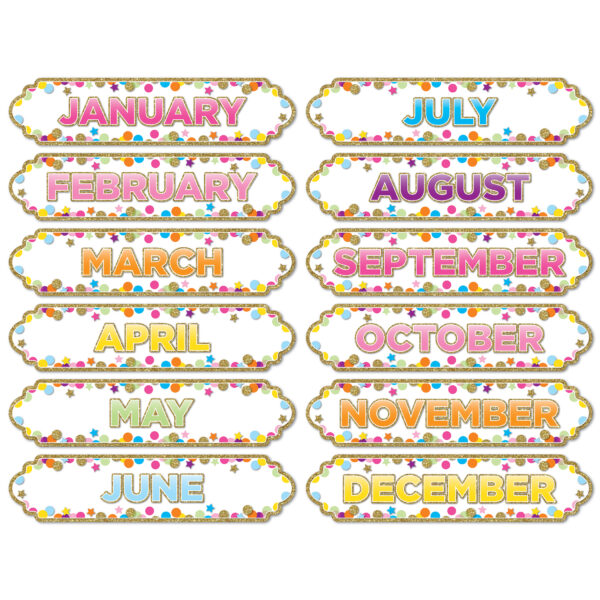 Magnetic Die-Cut Timesavers & Labels, Confetti Months of the Year, 12 Per Pack, 6 Packs