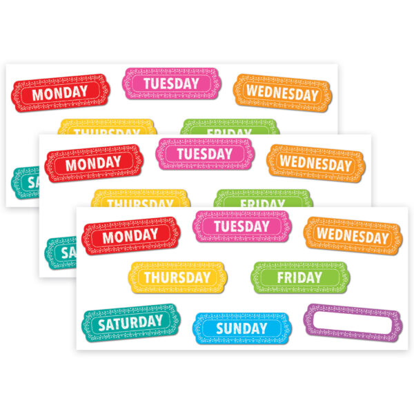 Magnetic Die-Cut Timesavers & Labels, Days of the Week, Chalk Loops, 8 Per Pack, 3 Packs