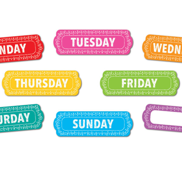 Magnetic Die-Cut Timesavers & Labels, Days of the Week, Chalk Loops, 8 Per Pack, 3 Packs