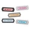 Magnetic Die-Cut Timesavers & Labels, Days of the Week, Black and White Assorted Patterns, 8 Per Pack, 3 Packs