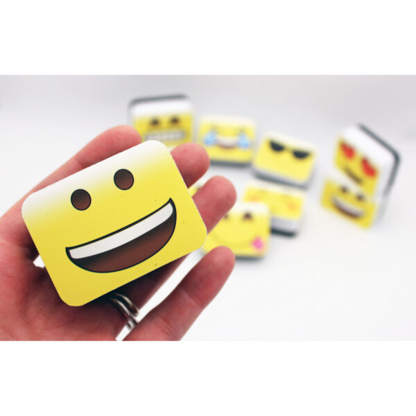 Non-Magnetic Mini Whiteboard Erasers, Emotions Icons, 10 Per Pack, 3 Packs