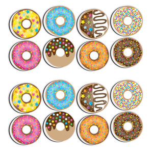 Non-Magnetic Mini Whiteboard Erasers, DonutFetti, 8 Per Pack, 2 Packs