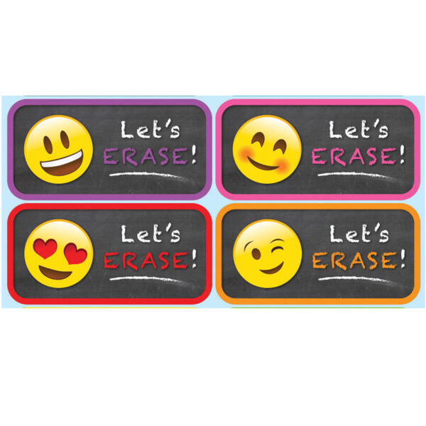 Non-Magnetic Mini Whiteboard Erasers, Emotions Icons, Pack of 16