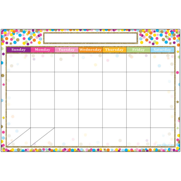 Smart Poly Chart, 13" x 19", Confetti Calendar, Pack of 6