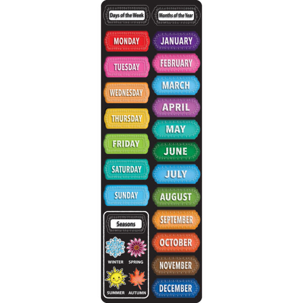 Smart Poly, The Original Fun Mat, Mat Runner, 15.5" x 47", Days, Months, Seasons, Chalk Loop