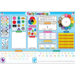 Placemat Studio Smart Poly Early Learning Education Basics Learning Placemat, 13" x 19", Single Sided, Pack of 10