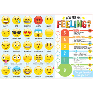 Placemat Studio Smart Poly How Are You Feeling Learning Placemat, 13" x 19", Single Sided, Pack of 10