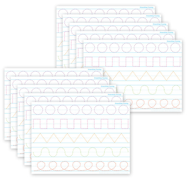 Smart Poly PosterMat Pals Space Savers, 13" x 9-1-2", Prewriting Tracing, Pack of 10