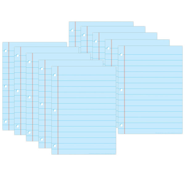 Smart Poly PosterMat Pals Space Savers, 13" x 9-1-2", Blue Notebook Paper, Pack of 10