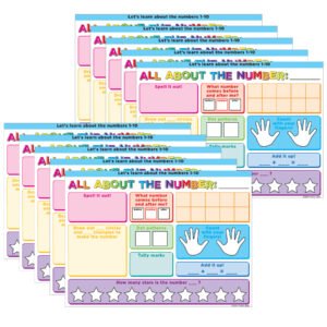 Smart Poly PosterMat Pals Space Savers, 13" x 9-1-2", All About the Number, Pack of 10