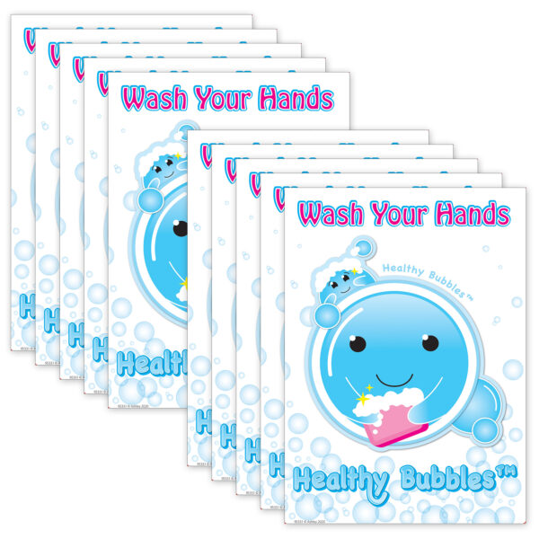 Smart Poly PosterMat Pals Space Savers, 13" x 9-1-2", Healthy Bubbles, Pack of 10