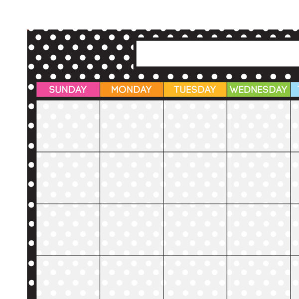 Smart Poly PosterMat Pals Space Savers, 13" x 9-1-2", BW Dots Calendar, Pack of 10