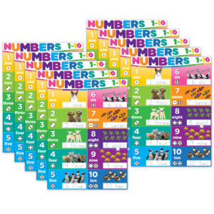 Smart Poly PosterMat Pals Space Savers, 13" x 9-1-2", Numbers 1-10, Pack of 10