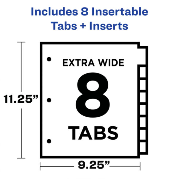 Big Tab Pocket Insertable Plastic Dividers, 8-Tab Set, 3 Sets