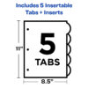 Insertable Style Edge Plastic Dividers, 5-Tab Set, Multicolor, 6 Sets