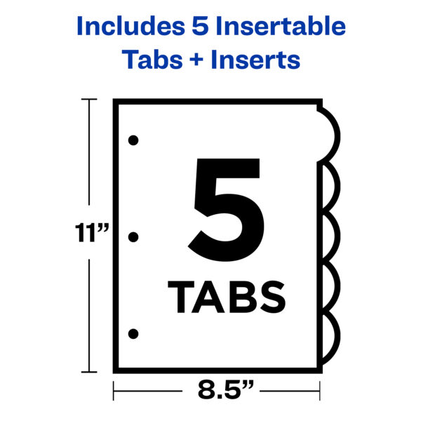 Insertable Style Edge Plastic Dividers, 5-Tab Set, Multicolor, 6 Sets