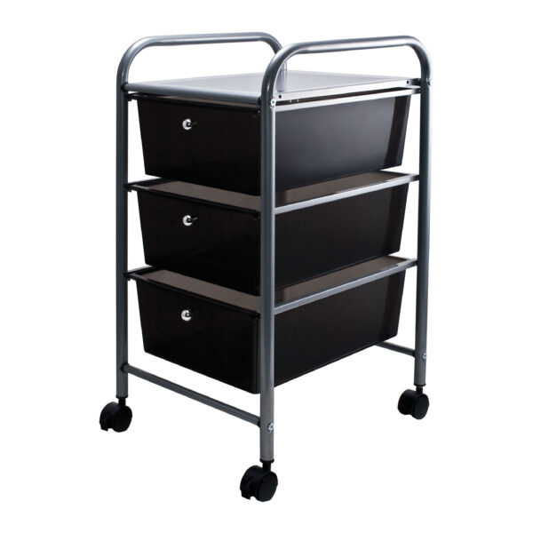 3-Drawer Rolling Cart, Smoke