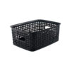 Plastic Weave Bin, Small, Black, Pack of 3