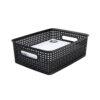 Plastic Weave Bin, Medium, Black, Pack of 3