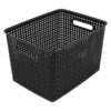 Plastic Weave Bin, Large, Black, Pack of 3