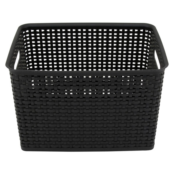 Plastic Weave Bin, Large, Black