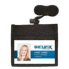 ID Neck Pouch Badge Holder, Horizontal, Adjustable Cord, 4" x 2-1-4" Insert, Black, Pack of 6