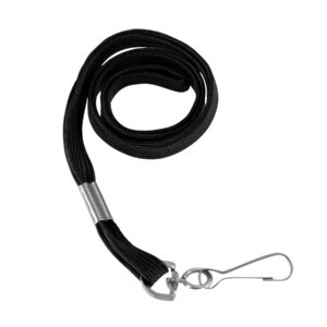 Flat Lanyard with J Hook, Black, Pack of 100