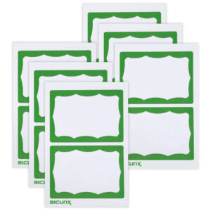 Adhesive Badges, Green Border, 100 Per Pack, 6 Packs