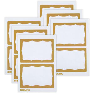 Adhesive Badges, Gold Border, 100 Per Pack, 6 Packs