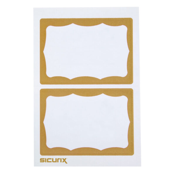 Adhesive Badges, Gold Border, 100 Per Pack, 6 Packs