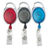 Quick Clip Oval ID Badge Reel, Red, Blue, Smoke, 3 Per Pack, 2 Packs