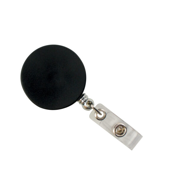 Heavy Duty Round ID Badge Reel with Belt Clip, Black, Pack of 3