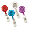 Standard Round ID Badge Reel with Belt Clip & Strap, Translucent Assorted, Pack of 4