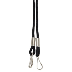 Lanyard, Rope Style, 2 J Hooks, Black, Pack of 24