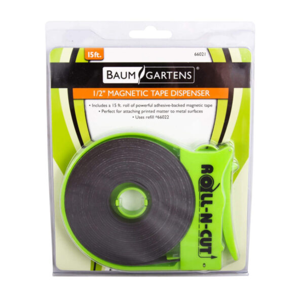 Magnetic Tape with Self Cutting Dispenser, 0.5" x 15', Pack of 2