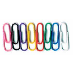 Vinyl-Coated Paper Clips, No. 1 Standard Size, 100 Per Pack, 10 Packs