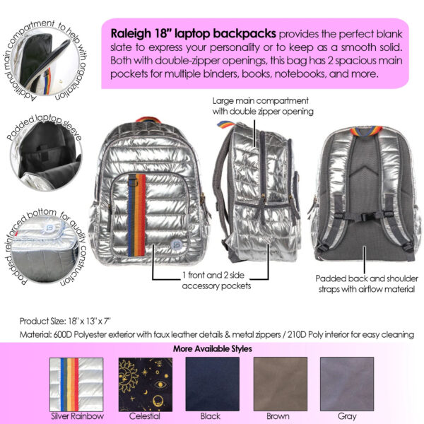 RALEIGH Backpack, 18", Gray