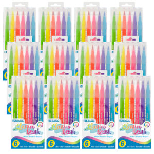 Washable Brush Markers, Fluorescent Colors, 6 Per Pack, 12 Packs